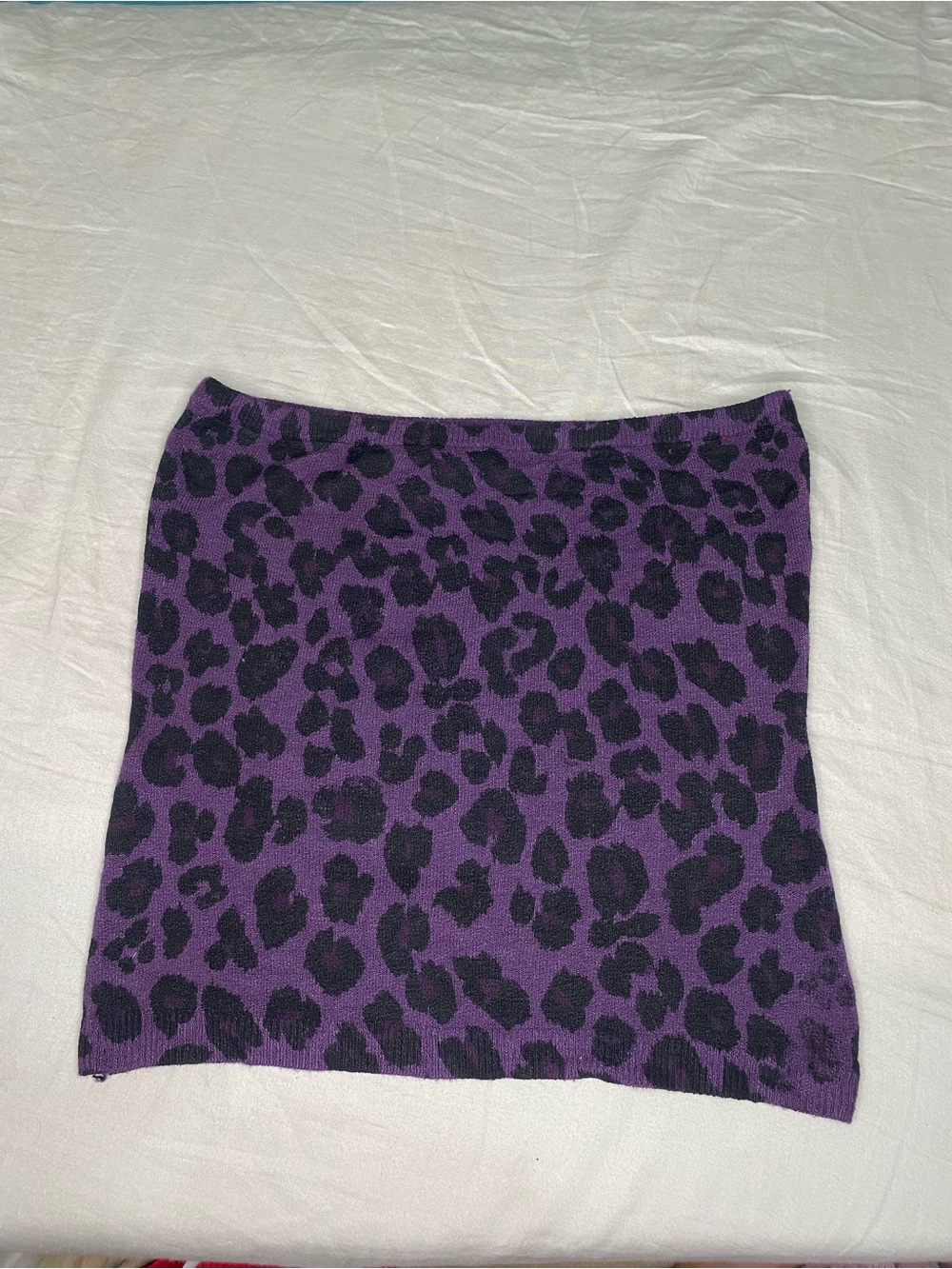 Nicole Miller Collection Purple Leopard Print Knit Mini Skirt Y2K Grunge